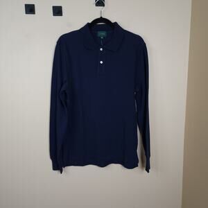 J. Crew Long-sleeve classic piqué polo shirt in Navy Size S